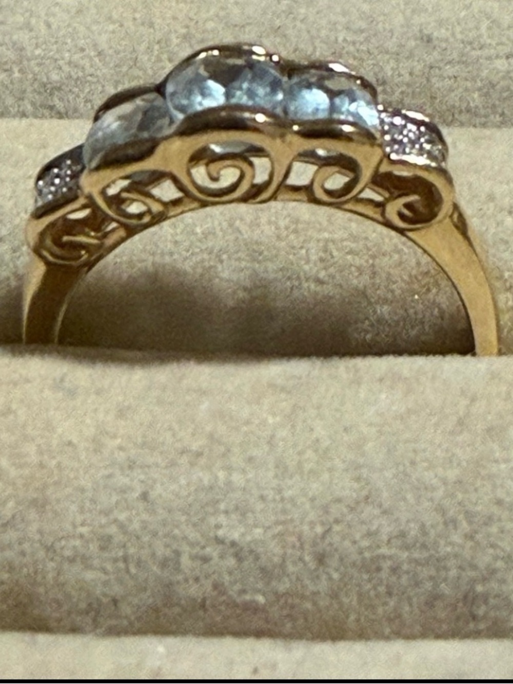Affinity Genuine Natural Aquamarine Cushion Cut & Diamond Accent 14KT YG Ring